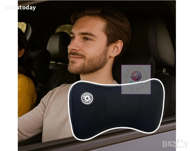 Възглавница за кола, за монтаж на подглавник, черна, 1бр, снимка 1