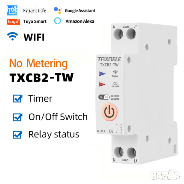 Многофункционален смарт WIFI прекъсвач и таймер, TXCB2-TW, снимка 1