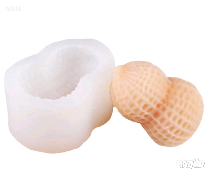 3D Голям фъстък в обвивка силиконов молд форма фондан шоколад гипс смола свещ сапун декор, снимка 1