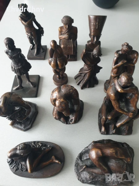 18бр френски бронзови статуетки 10-14см/колекционерски малки скулптури/миниатюри на известни статуи, снимка 1