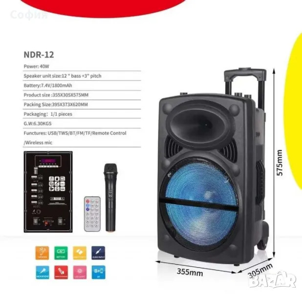 Караоке тонколона 12" Woofer NDR-12, снимка 1