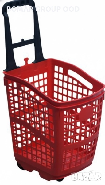 Пластмасова кошница за пазаруване на колела 70 л, червена, снимка 1