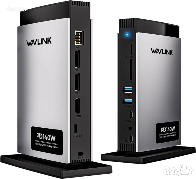 USB C докинг станция за лаптоп WAVLINK, три монитора, 2*DP, HDMI, снимка 1