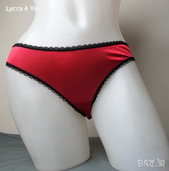 XS червена лъскава еротична бикина с изрязана задна част, снимка 1