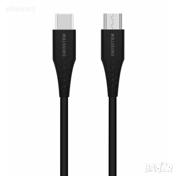 Кабел SWISSTEN USB-C към Micro USB, 1.0 m, Черен, снимка 1