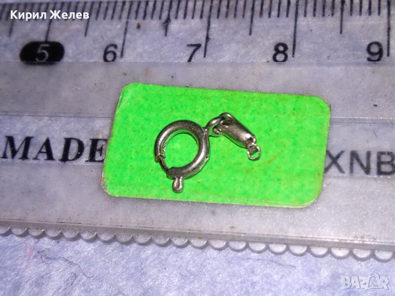 СТАРА ПОСРЕБРЕНА СТОМАНЕНА КАРАБИНКА ЗАКОПЧАЛКА За ГРИВНА КОЛИЕ ВЕРИЖКА 38294, снимка 1