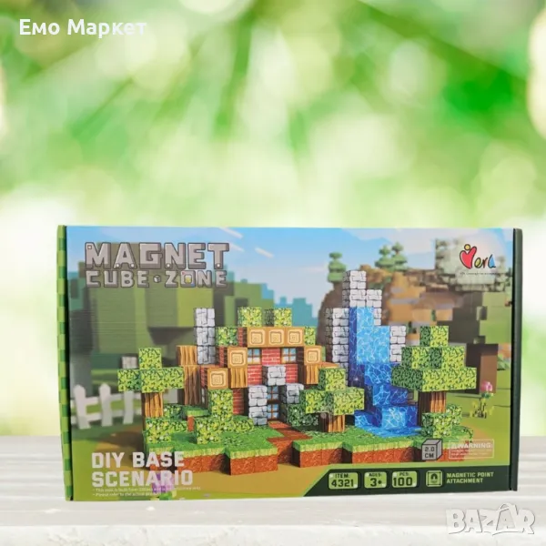 Магнитен конструктор с кубчета, 100 части, Magnet Cube Zone – DIY Base Scenario, снимка 1