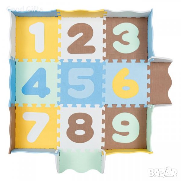 Персонализиращ се подов пъзел Кафяв Жълт с Числа 30x30 см - 25 бр., снимка 1