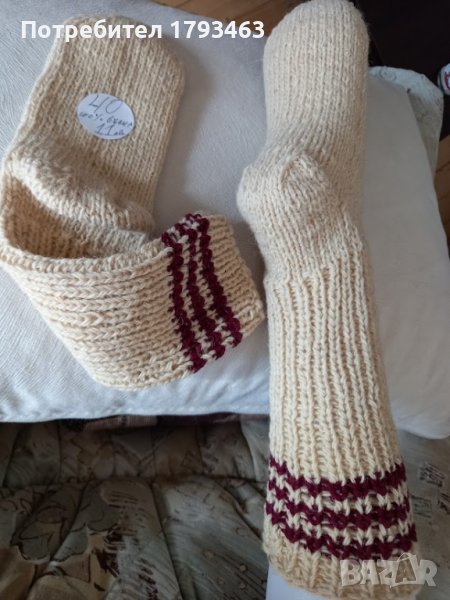 Ръчно плетени чорапи от вълна размер 40, снимка 1