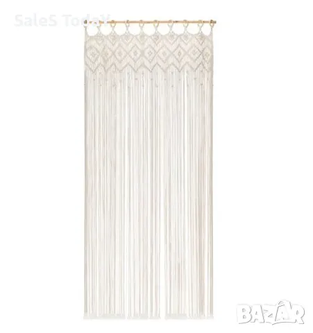 Ленти за врата, тип Перде, бежов, макраме, Комарник, 100x200см