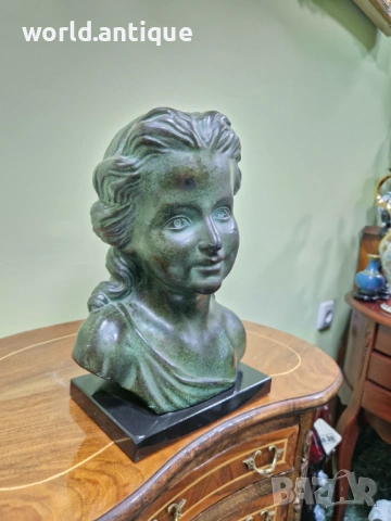 Уникален антикварен колекционерски френски керамичен авторски бюст , снимка 4 - Антикварни и старинни предмети - 53214483