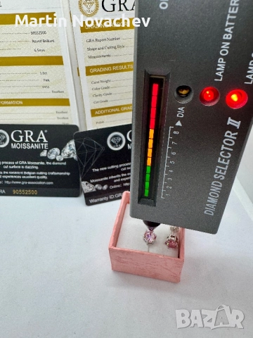 Сребърни обеци с мойсанит (Диамант) 1 карат, снимка 14 - Обеци - 52943942