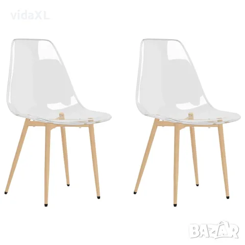 vidaXL Трапезни столове, 2 бр, прозрачни, PET