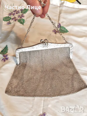 Прекрасна Старинна Италианска Сребърна Дамска Чантичка с Лебеди, Края на 19 век, снимка 2 - Антикварни и старинни предмети - 48651058