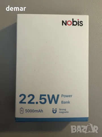 Nobis магнитна външна батерия 5000mAh с вграден кабел, QC 3.0 22.5W PD, черна, снимка 8 - Външни батерии - 49677159