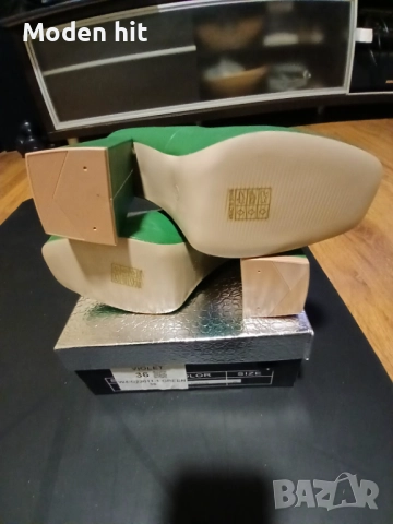 Нови елегантни дамски обувки в зелено /дебел ток и платформа/, снимка 9 - Дамски обувки на ток - 51677098