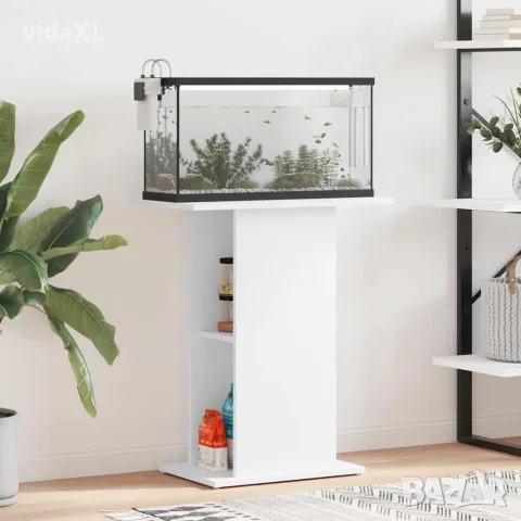 vidaXL Поставка за аквариум, бяла, 60,5x36x72,5 см, инженерно дърво, снимка 3 - Аквариуми - 56148083