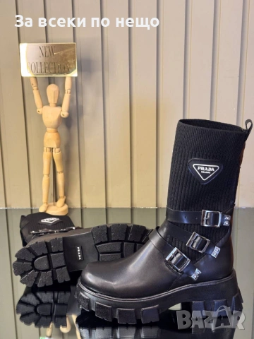 Prada Дамски Черни Боти Тип Чорап Прада Код SK582, снимка 3 - Дамски боти - 53092052