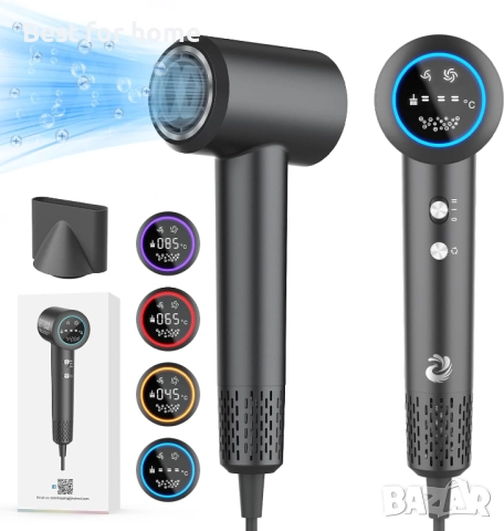 KARAFUN Йонен сешоар, 2200 W с накрайник за бързо сушене, HD екран