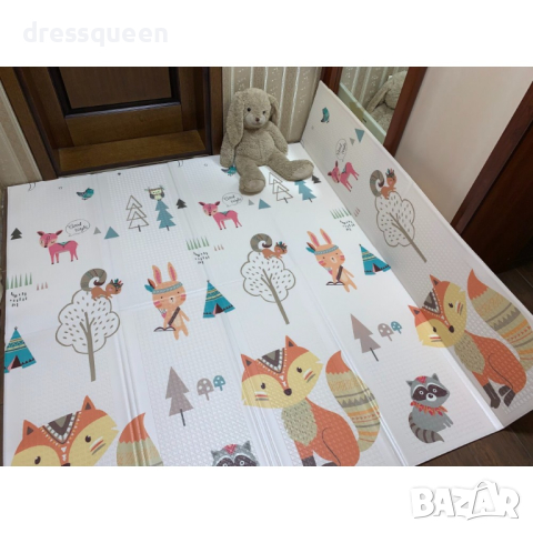 4136 Сгъваемо детско килимче за игра, топлоизолиращо 180x200х1см - модел Лисица и Тигър, снимка 6 - Други - 44793305