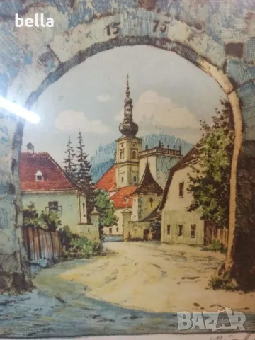 Оригинален цветен офорт на  Лудвиг Бюргел, австрийски художник и график, 1901-1980 , снимка 5 - Антикварни и старинни предмети - 47853657