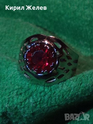 СРЕБРИСТ АЖУРНО ИЗРАБОТЕН СКЪПОЦЕНЕН АРТ ПРЪСТЕН с КРАСИВО ФАСЕТИРАН ЧЕРВЕН КРИСТАЛ 19857, снимка 10 - Пръстени - 36379558