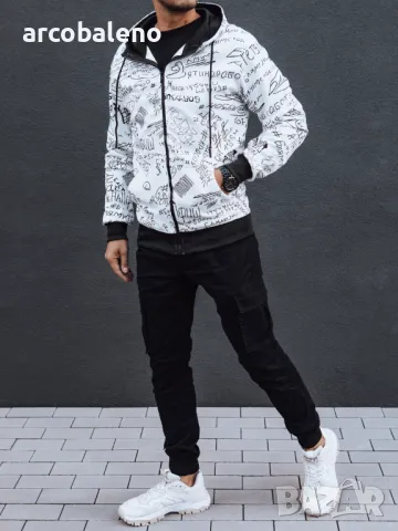 Мъжки суичър с цип и качулка, снимка 2 - Суичъри - 47598459