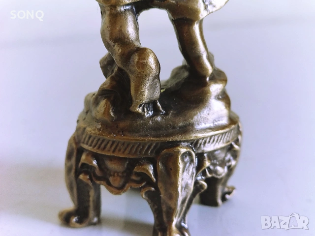 Страхотна Стара Колекционерска Бронзова Фигура Ангел-Херувим, снимка 9 - Колекции - 53354355