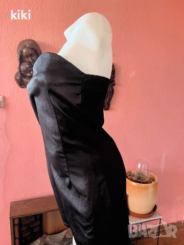 S-M къс, черен, сатенен гащеризон, снимка 3 - Гащеризони - 53814250