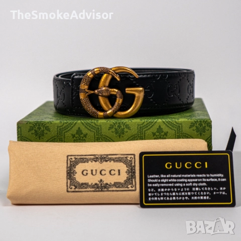 Колан Gucci Snake Double G – черен, 100% естествена кожа, снимка 2 - Колани - 52186897
