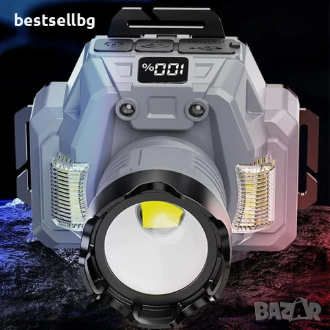 Мощен акумулаторен LED челник лазерен диод къмпинг осветление лампа USB фенер за глава лов риболов, снимка 5 - Къмпинг осветление - 51204063