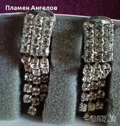 Обици-клипсови, посребрени с циркони. , снимка 4 - Обеци - 48174491