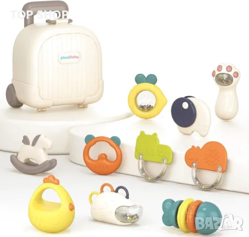 PiccaBaby Комплект гризалки и дрънкалки за бебета с калъф за носене, без бисфенол А
