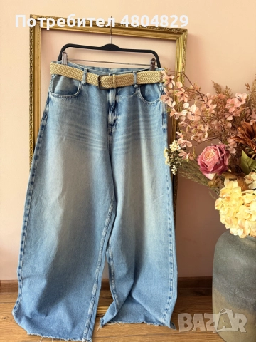 ZARA Дамски стилни широки дънки, снимка 8 - Дънки - 55708702