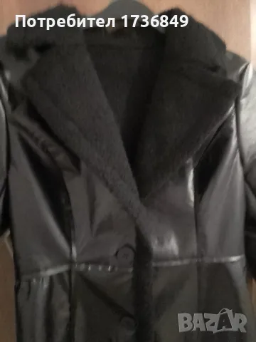 Черно кожено палто , снимка 3 - Палта, манта - 47767254