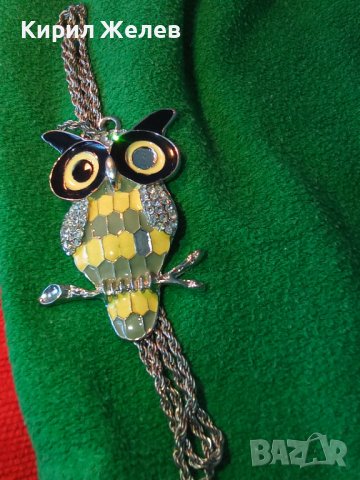 ФИГУРАЛЕН АРТ МЕДАЛЬОН БУХАЛ с ЦВЕТЕН ЕМАЙЛ КРИСТАЛИ и КРАСИВА ВЕРИЖКА РЕТРО ПЛЕТКА СРЕБРИСТА 8697, снимка 2 - Колиета, медальони, синджири - 35308197