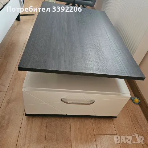 Холна маса 100x65 см с чекмедже – бял гланц / графит, снимка 4 - Маси - 55878126
