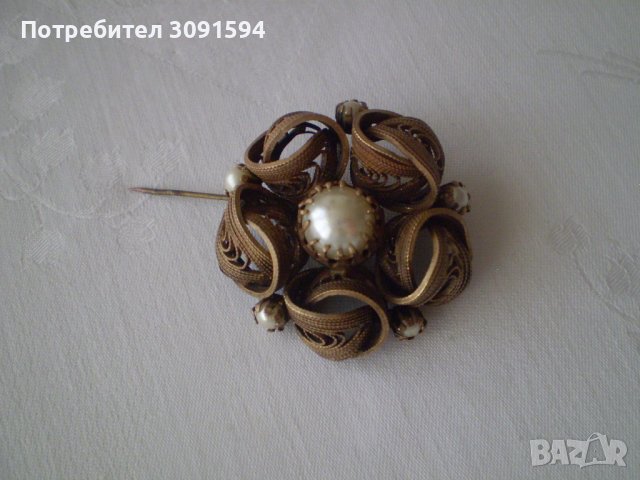 Винтидж  брошка с перли, снимка 9 - Антикварни и старинни предмети - 39712919