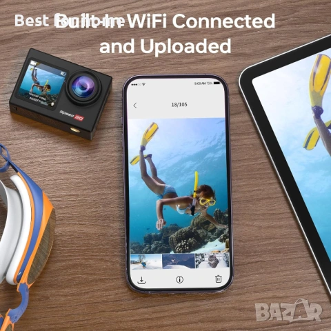 Speed ​​20 Action Cam 4K60FPS 40MP WiFi Подводна камера 40M Водоустойчива Ultra HD , снимка 8 - IP камери - 53471337
