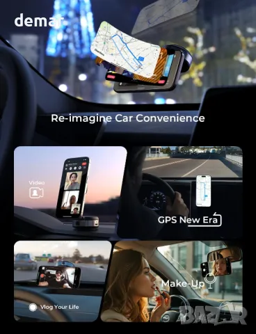 LISEN Електрическа стойка за телефон с вендуза, за MagSafe iPhone 16/15/14/13/12, черна, снимка 6 - Аксесоари за Apple - 49586281