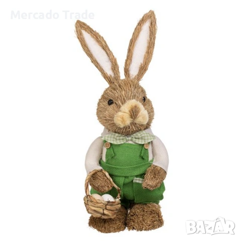 Великденска декоративна фигура Заек Mercado Trade, Зелен гащеризон, 49см, снимка 4 - Декорация за дома - 44463653