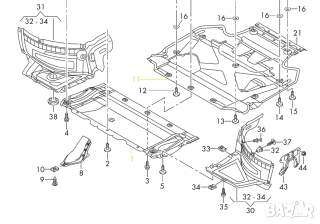 Пластмасова кора под двигател скорости купе Audi A7 2010г – 2018г, снимка 7 - Аксесоари и консумативи - 52590662