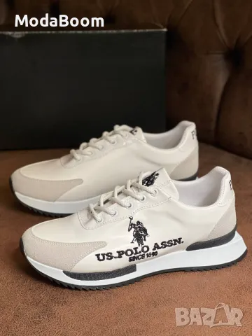 US. Polo Assn. мъжки бели маратонки 