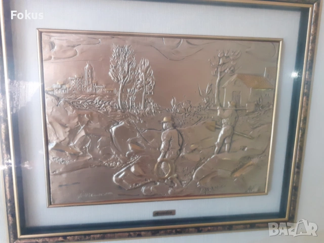 Стара сребърна картина с множество маркировки и хубава рамка, снимка 2 - Антикварни и старинни предмети - 53429466