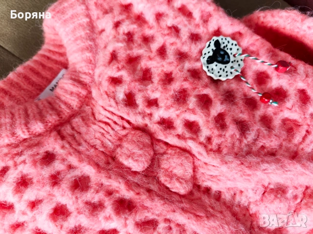 MANGO - Разкошен бебешко розов мохерен пуловер с брошка, снимка 4 - Блузи с дълъг ръкав и пуловери - 34359032