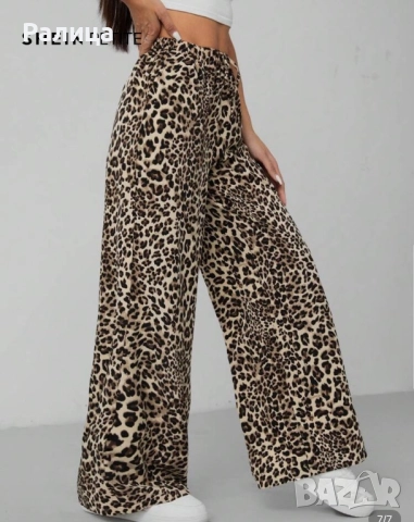 Нов леопардов панталон с широки крачоли, снимка 6 - Панталони - 51478097