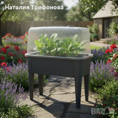 Сива оранжерийна маса с капак - здрава и практична, снимка 3 - Оранжерии - 53834629