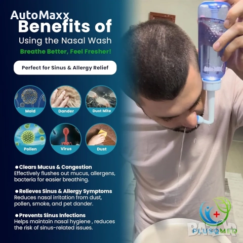 Комплект за промиване на синусите, бутилка 300 мл + 20сашета , снимка 2 - Други стоки за дома - 52673202