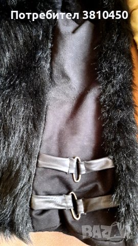 Елек с невероятно красива яка и еко кожа отстрани, подплата-дантела, материя еко косъм!, снимка 3 - Елеци - 41971810