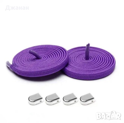 Плоски ластични връзки за обувки с метални стопери, снимка 4 - Други - 42331929